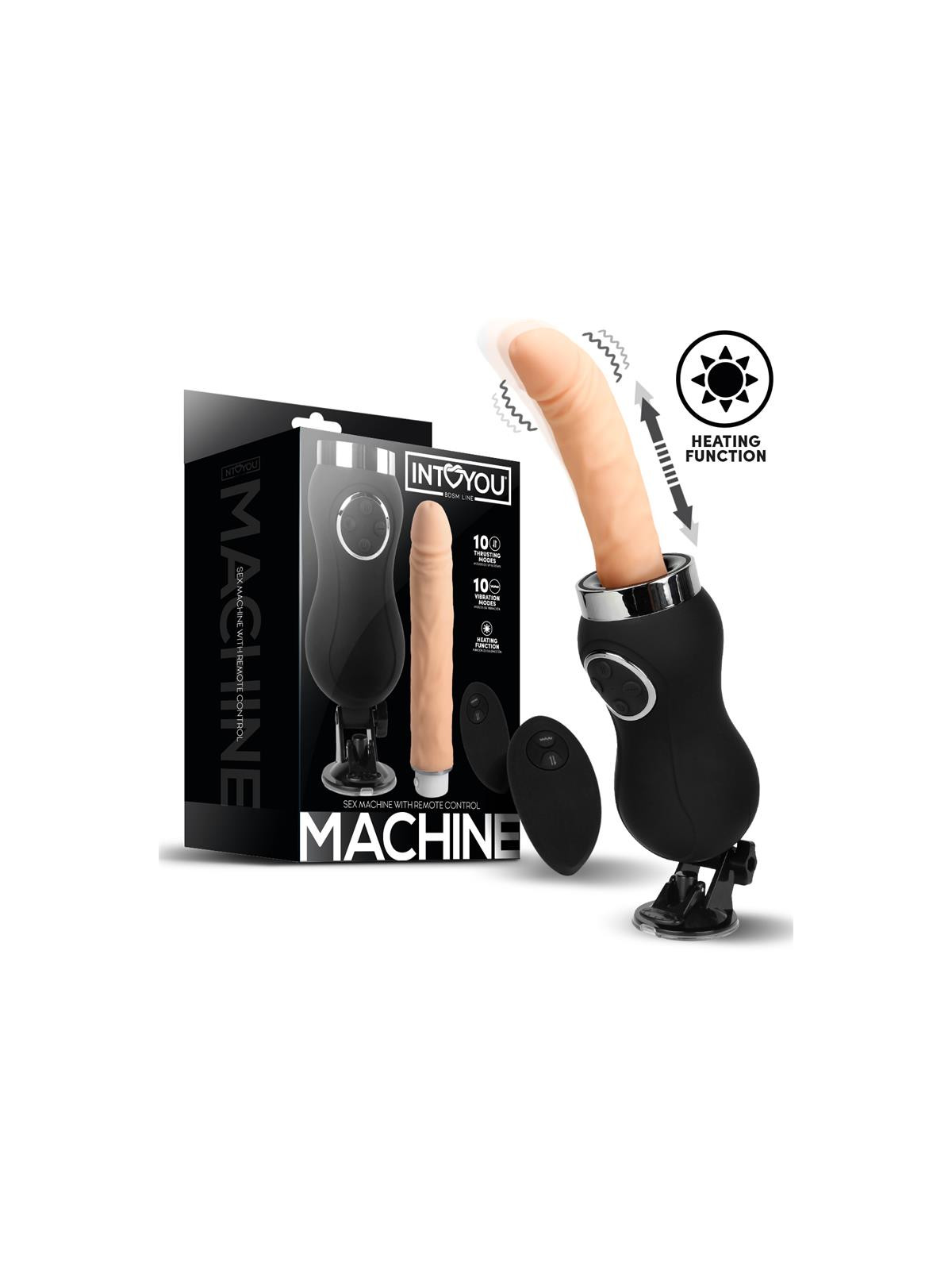 Sex Machine Vibración, Thrusting y Calor Control Remoto USB