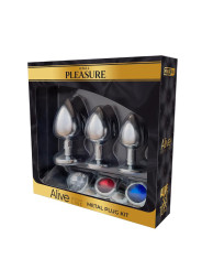 Set de 3 Plug de Metal con Joya