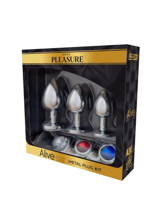 Set de 3 Plug de Metal con Joya