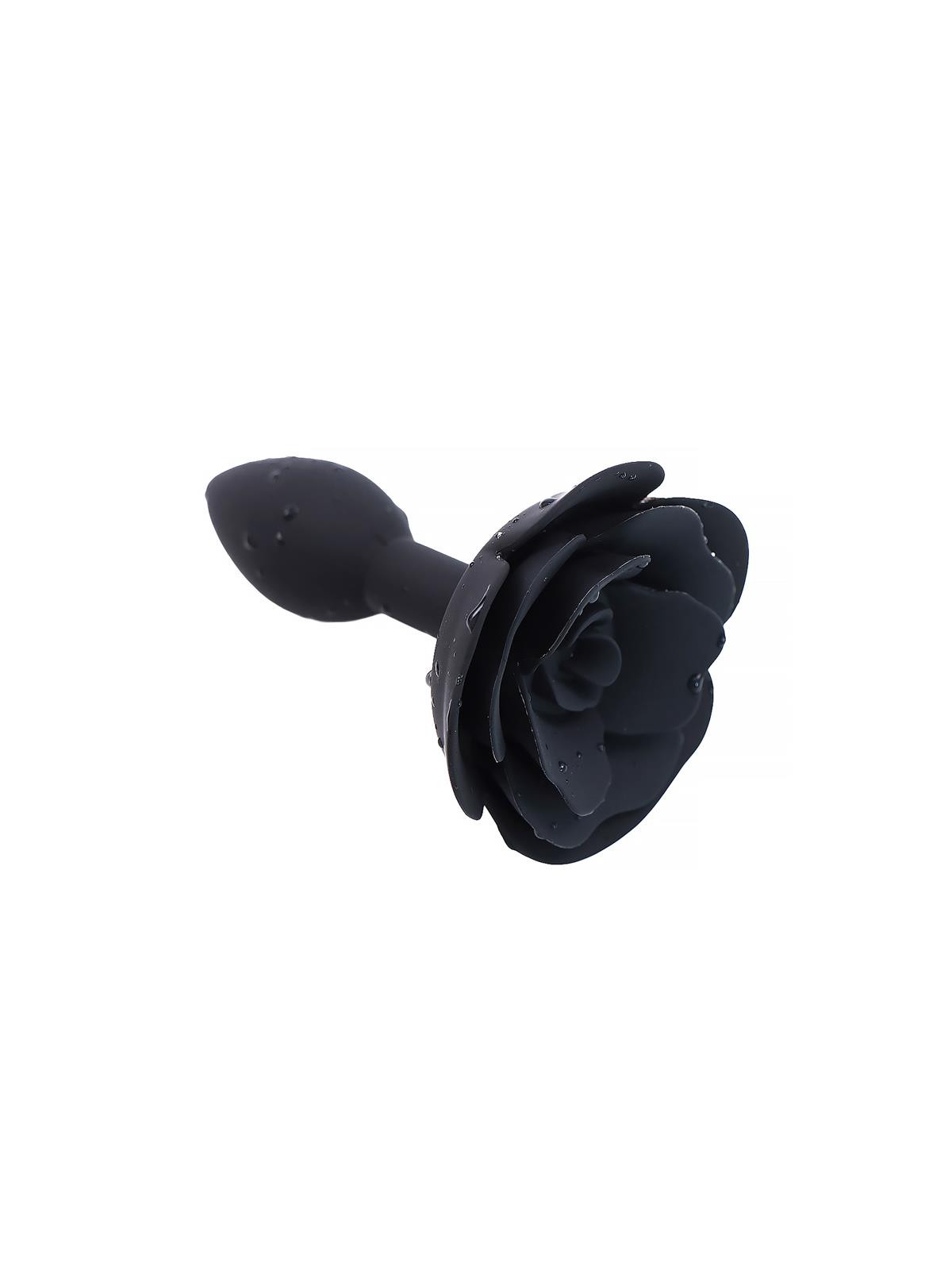 Plug Anal de Silicona con Rosa Negro