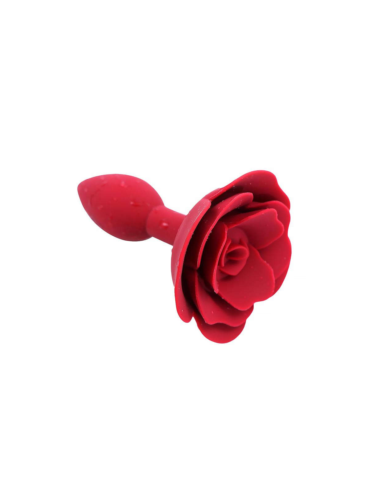 Plug Anal de Silicona con Rosa Rojo