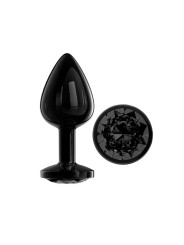 Blackgem Plug Anal Metálico con Joya Color Negro Talla M