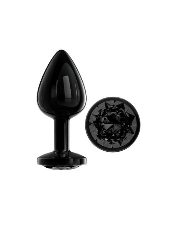 Blackgem Plug Anal Metálico con Joya Color Negro Talla M