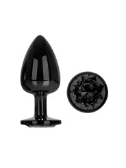 Blackgem Plug Anal Metálico con Joya Negro Talla L