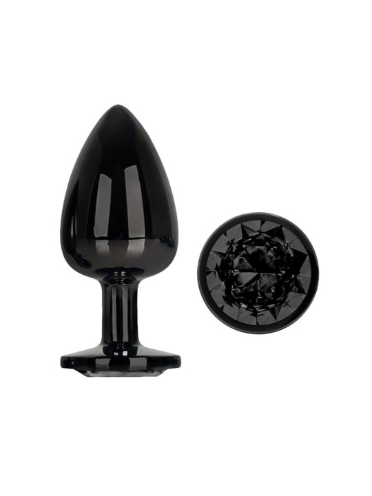 Blackgem Plug Anal Metálico con Joya Negro Talla L