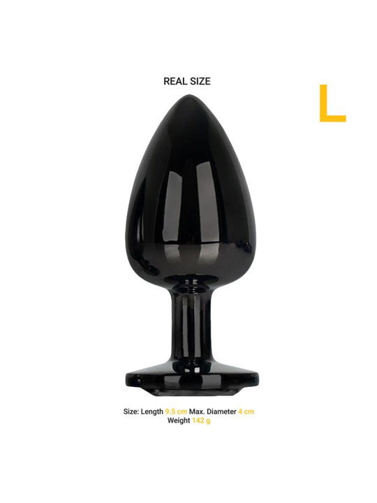 Blackgem Plug Anal Metálico con Joya Negro Talla L