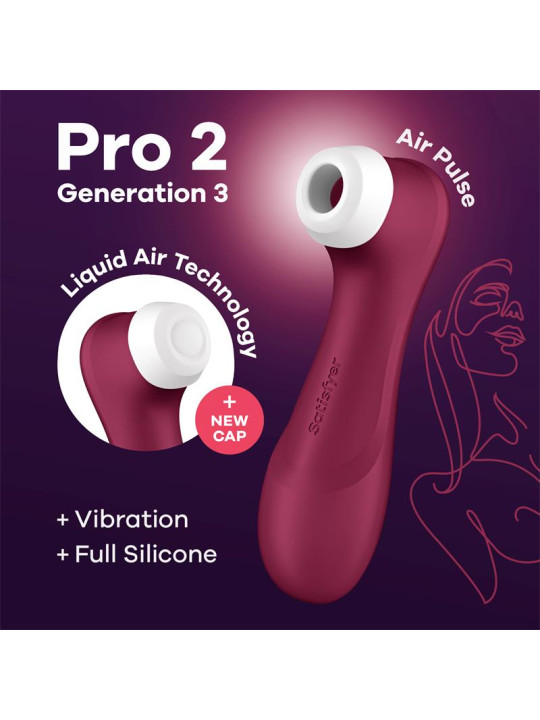 Pro 2 Gen 3 Liquid Air Technology Succión y Vibración Wine Red - Rojo Vino