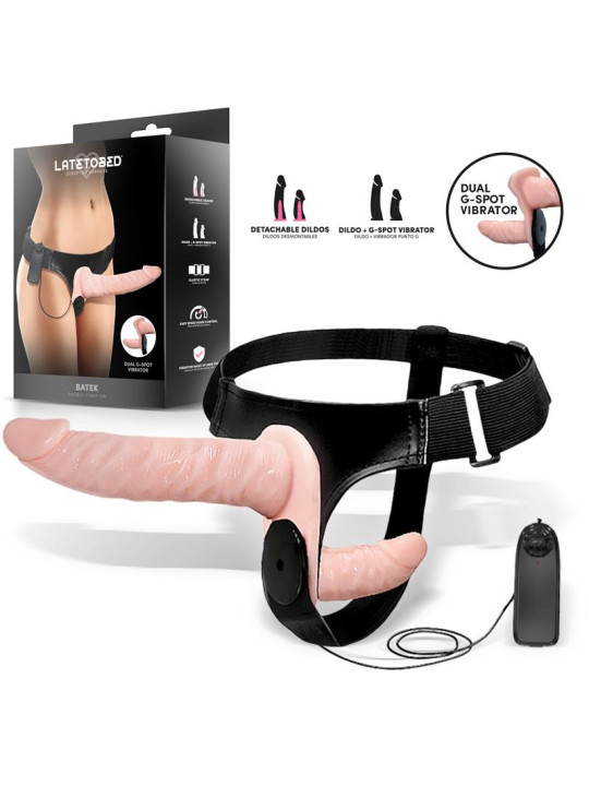 Batek Arnés con Dildo Doble Desmontable, Punto G y Vibración Control Remoto