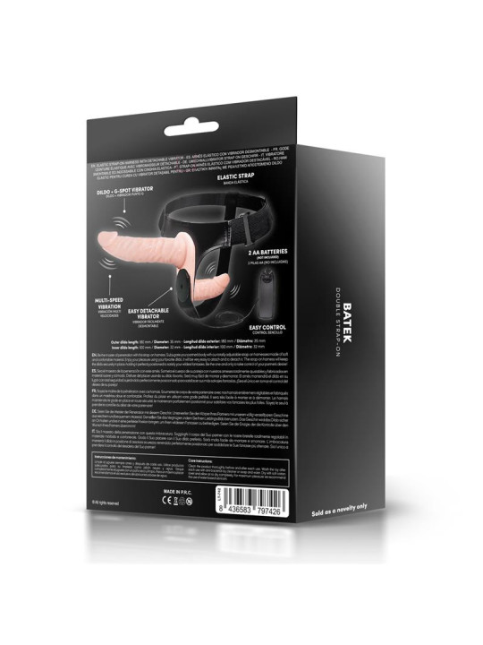 Batek Arnés con Dildo Doble Desmontable, Punto G y Vibración Control Remoto