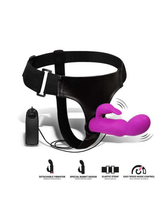 Hymax Arnés con Dildo-Vibrador con Conejito y Control Remoto