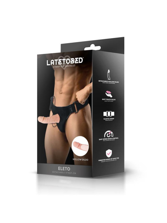 Eleto Arnés con Dildo Hueco Desmontable, Vibración y Control Remoto