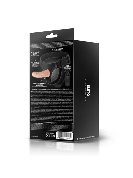 Eleto Arnés con Dildo Hueco Desmontable, Vibración y Control Remoto