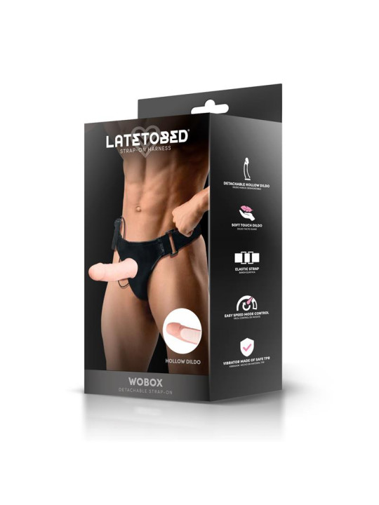 Wobox Arnés con Dildo Hueco Desmontable, Vibración y Control Remoto