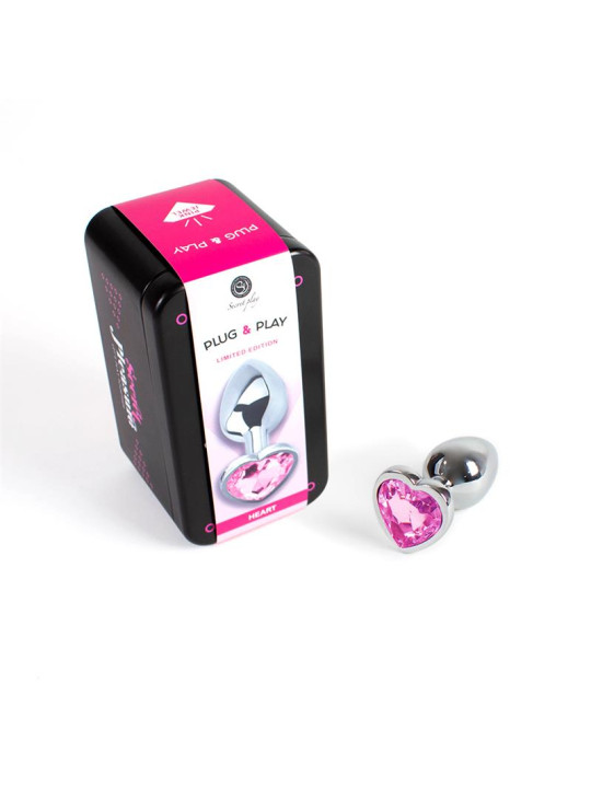 Plug Anal de Metal Corazón Fuchsia Talla S