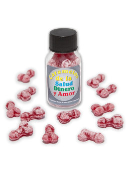 Bote Caramelos Pene Salud Dinero y Amor 12 und