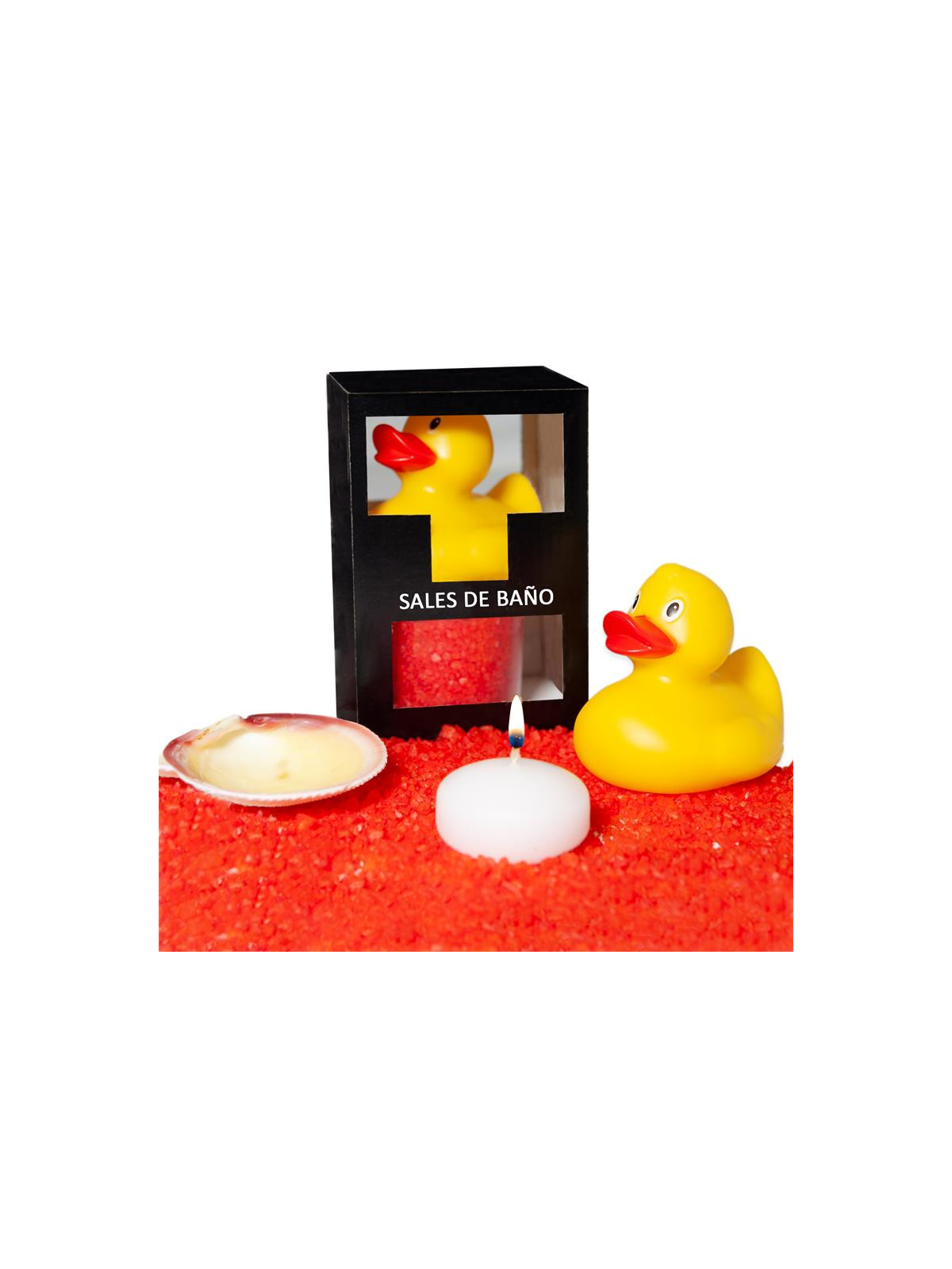 Set Sales Baño Aroma Frutos Rojos Pato, Vela y Concha 150 gr