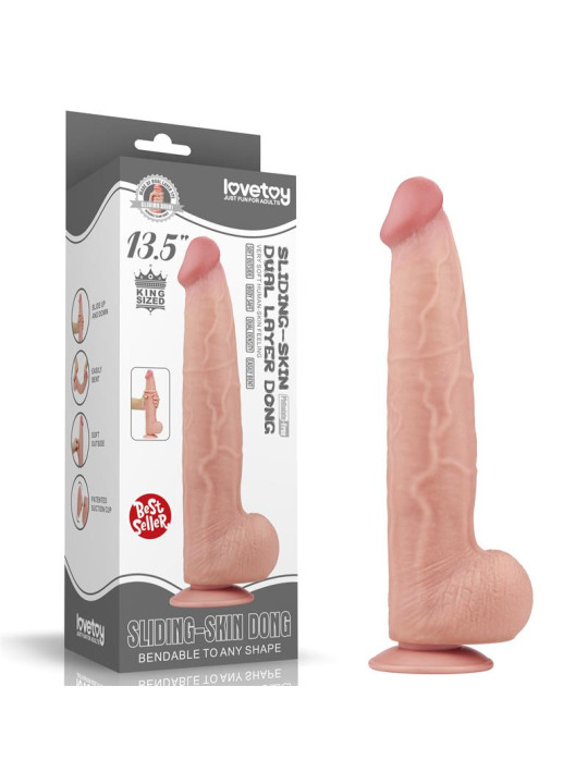 Dildo Dual Layer Piel Retractil 13.5
