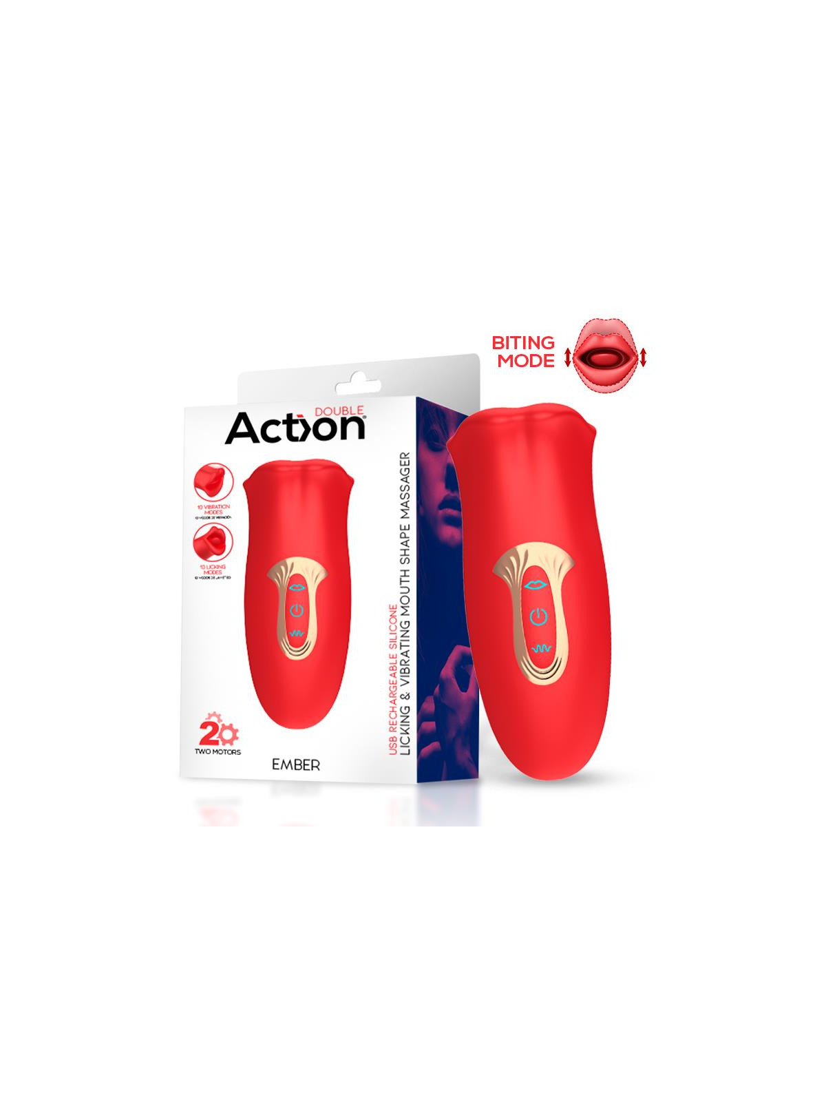 Ember Masajeador Forma Boca con Lameteo y Vibración USB Silicona