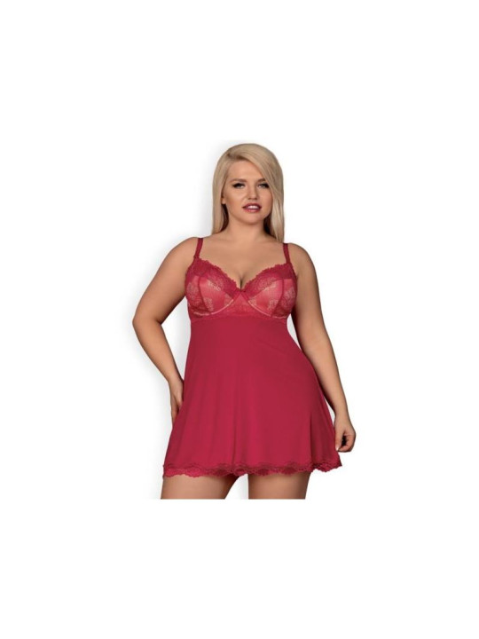 Rosalyne Babydoll y Tanga Rojo Talla S/M