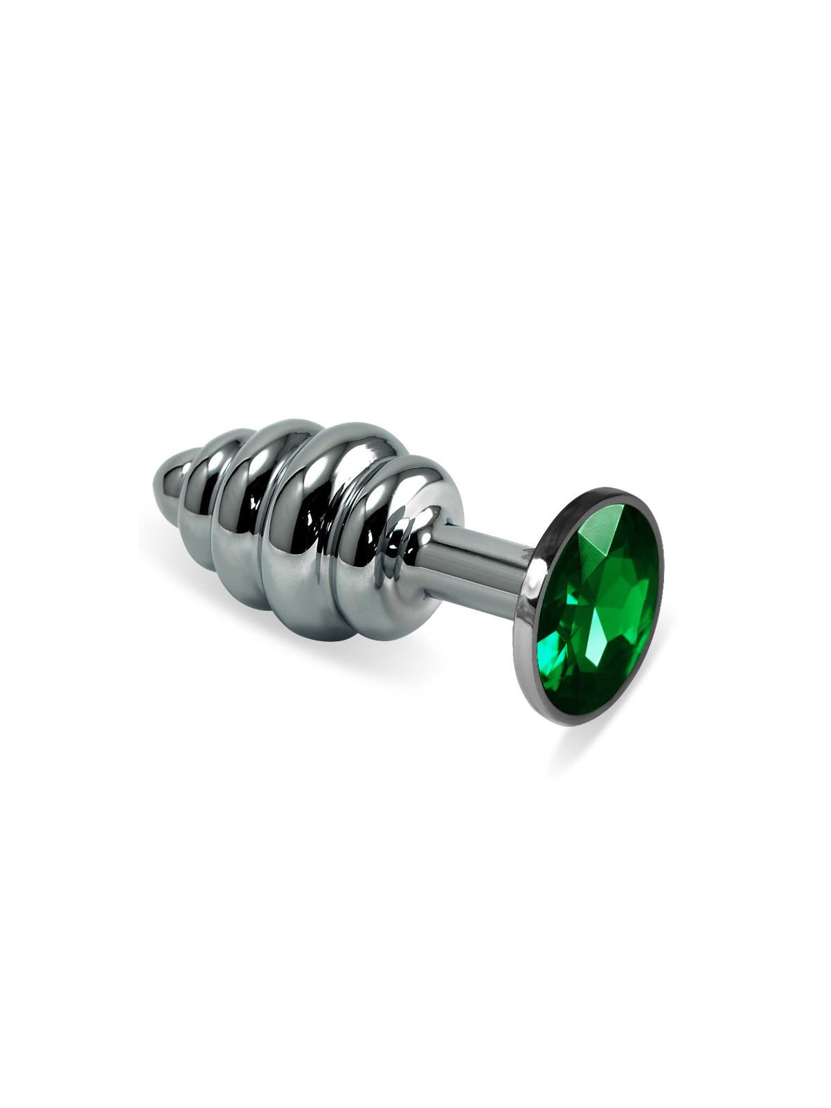 Plug Anal en Espiral Rosebud con Joya Verde