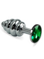 Plug Anal en Espiral Rosebud con Joya Verde