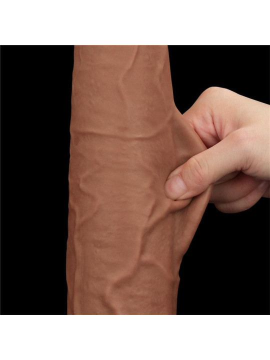 Dildo Dual Density Piel Deslizante Retractil 13.5