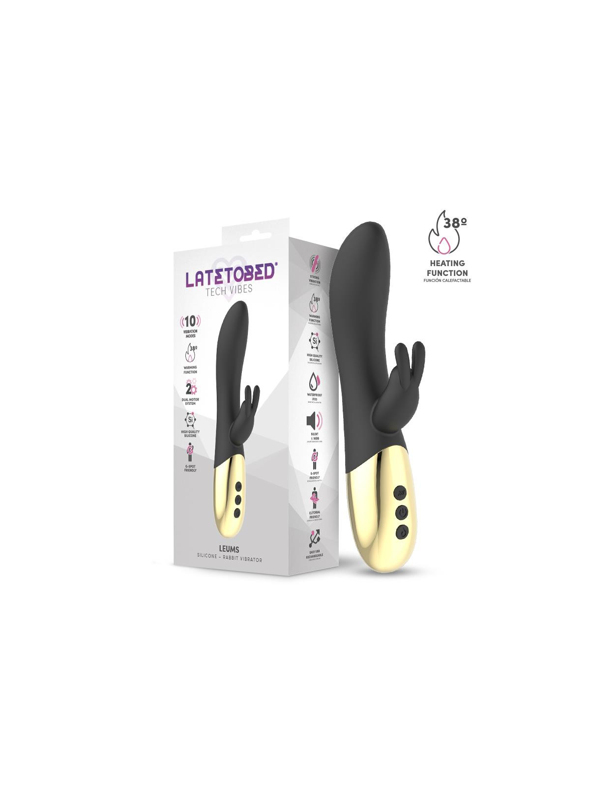 Leums Vibrador Rabbit con Función de Calor Punto G USB Magnético