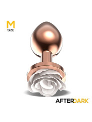 Plug Anal de Metal Oro Rosa con Rosa Blanca en la Base Talla M