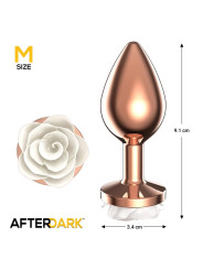 Plug Anal de Metal Oro Rosa con Rosa Blanca en la Base Talla M