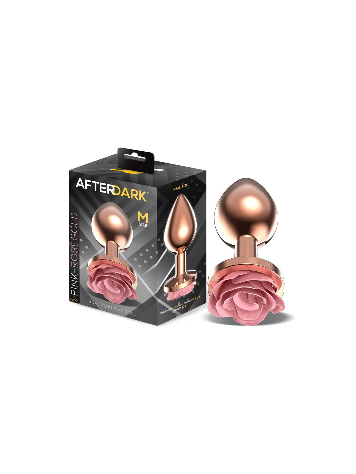 Plug Anal de Metal Oro Rosa con Rosa Rosa en la Base Talla M