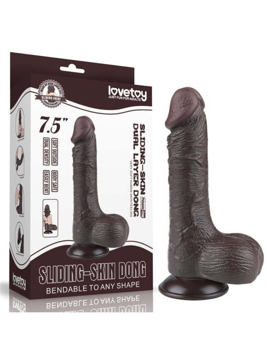 Dildo Dual Layer Piel Deslizante Retractil 7.5