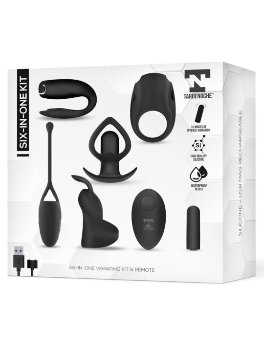 Six-In-One Kit de Bala Vibradora y 5 Accesorios de Silicona