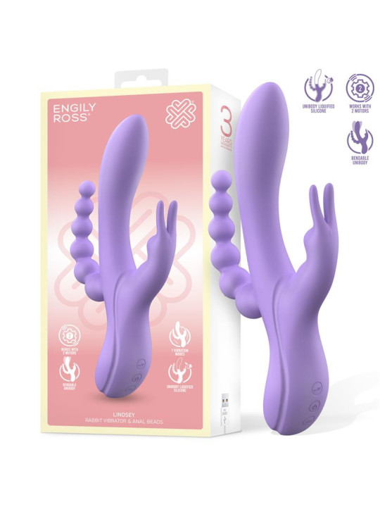 Lindsay Vibrador con Cadena Anal Silicona Líquida Unibody Flexible 2 Motores