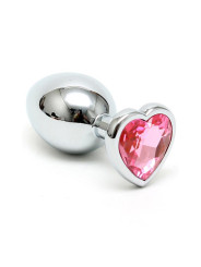 Plug Anal Acero Inox Cristal Corazón Rosa