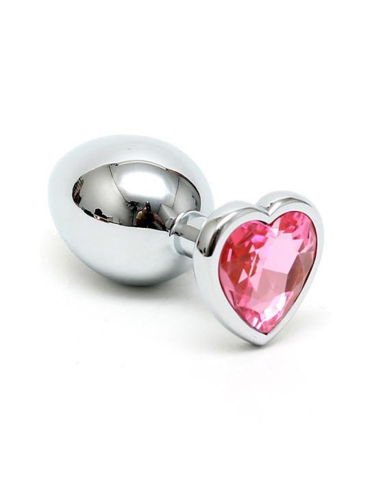 Plug Anal Acero Inox Cristal Corazón Rosa