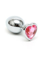 Plug Anal Acero Inox Cristal Corazón Rosa