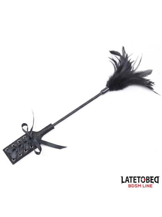 Multi Feathers Tickler and Lace Ribbon Paddle Comb