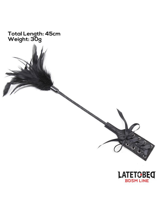 Multi Feathers Tickler and Lace Ribbon Paddle Comb