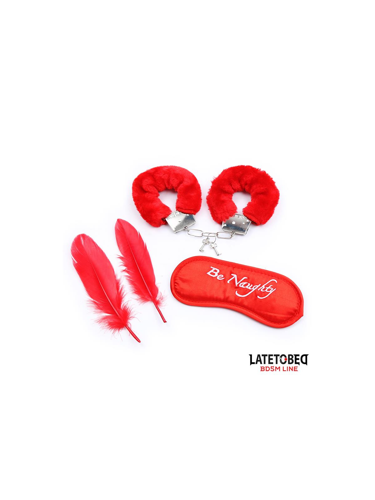 Set de 3 Piezas Antifaz, Plumas y Esposas