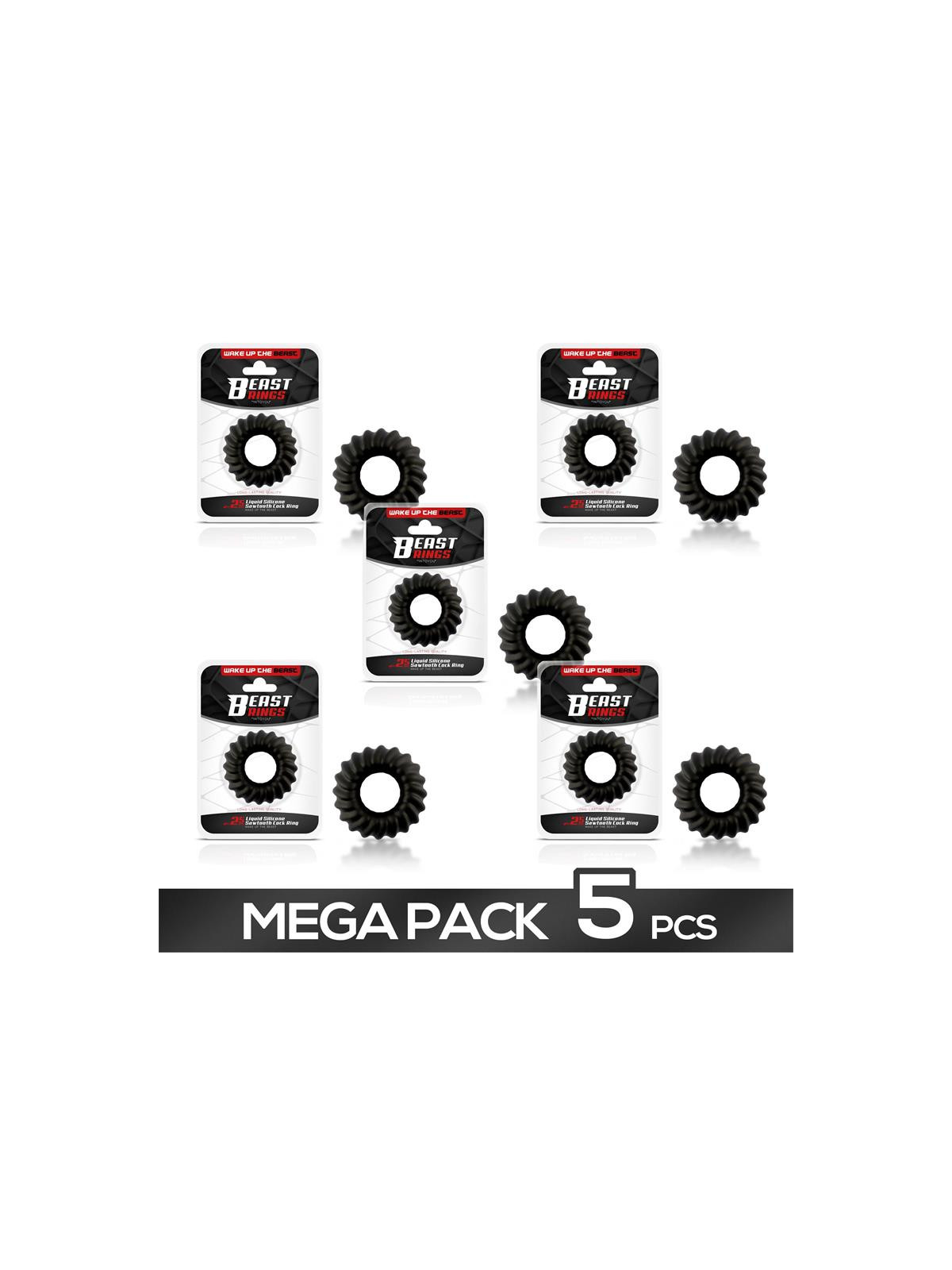 Pack de 5 25 mm Sawtooth Cock Ring Liquid Siliconek