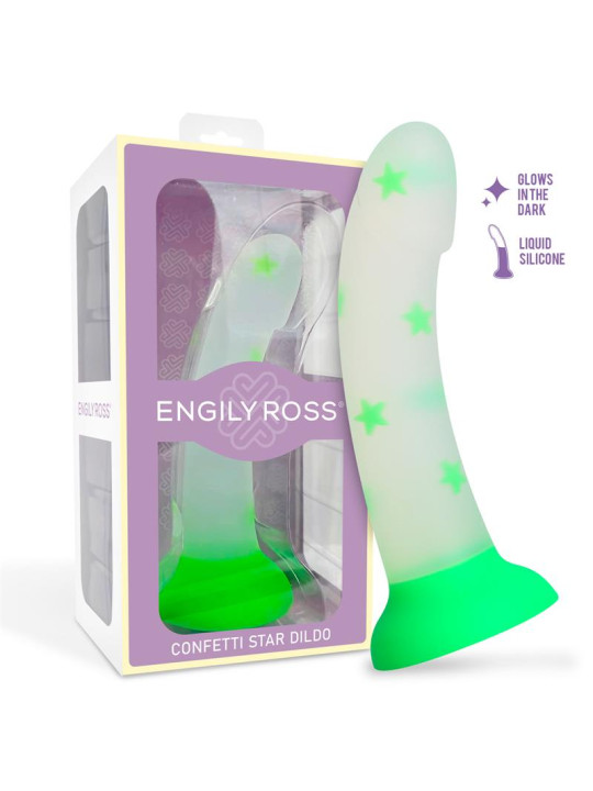 Dildo que Brilla en la Oscuridad Confetti Star 17 cm