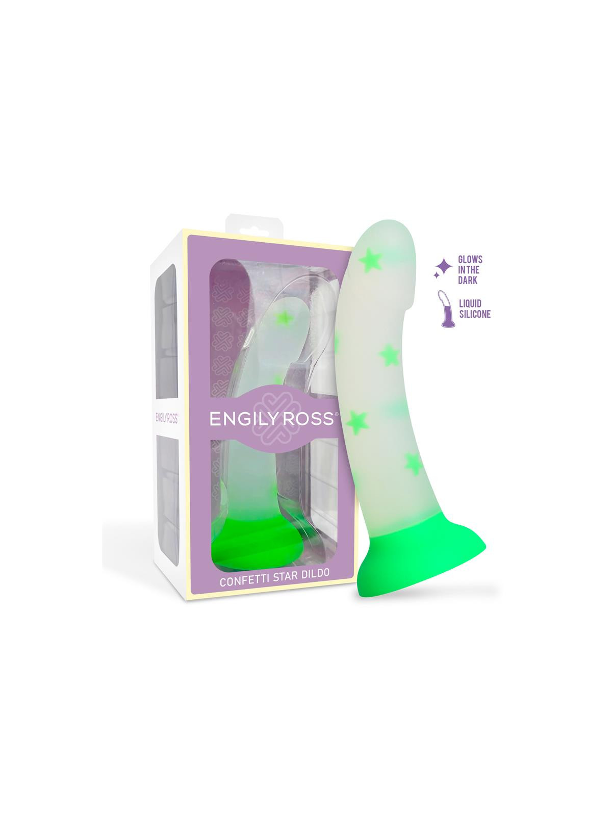 Dildo que Brilla en la Oscuridad Confetti Star 17 cm