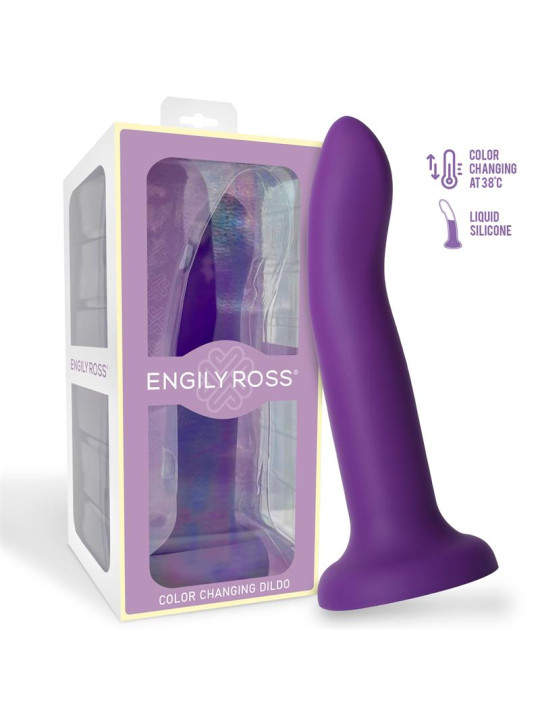 Dildo que Cambia de Color Púpura a Rosa Talla L 21 cm