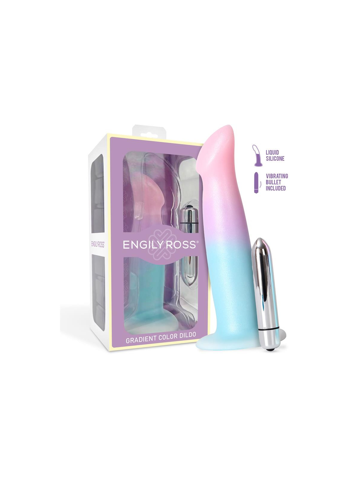 Dildo con Vibración y Ventosa Color Degradado 17 cm