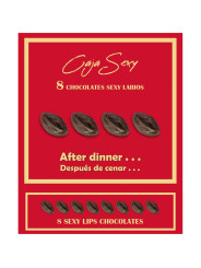Caja Roja Sexy Forma de Labios Chocolate Negro 8 unidades