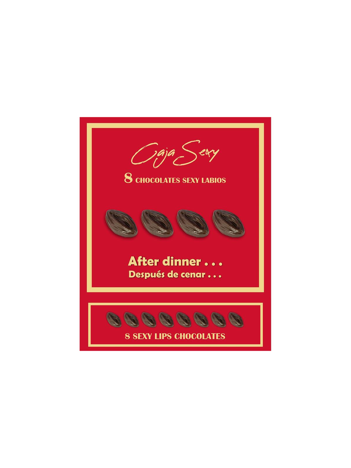 Caja Roja Sexy Forma de Labios Chocolate Negro 8 unidades