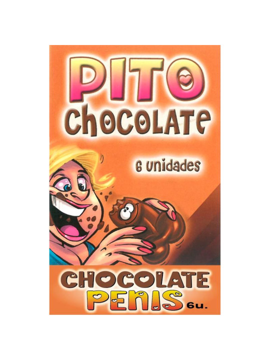 Caja Comic Forma Pene Chocolate Negro 6 unidades