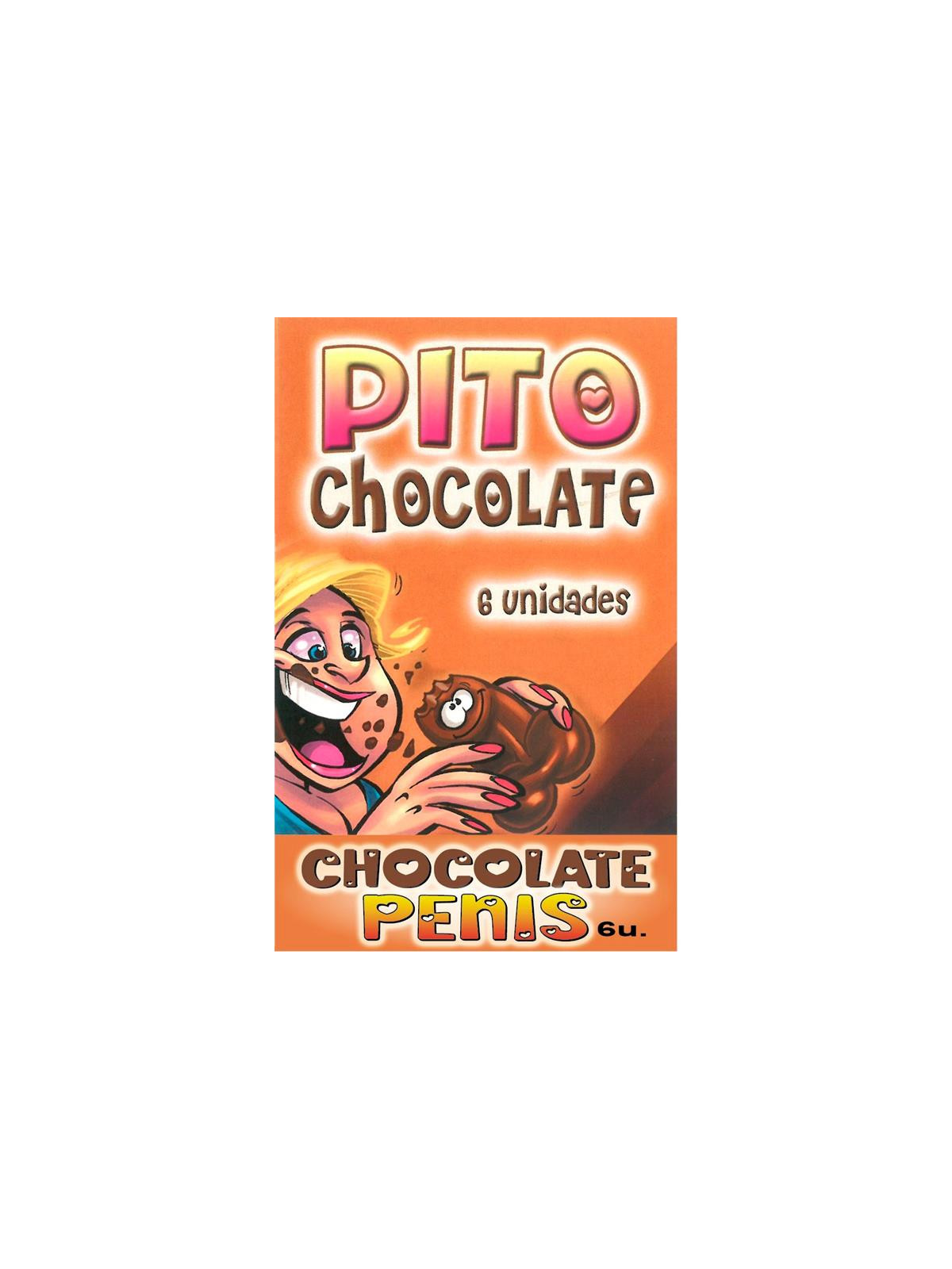 Caja Comic Forma Pene Chocolate Negro 6 unidades