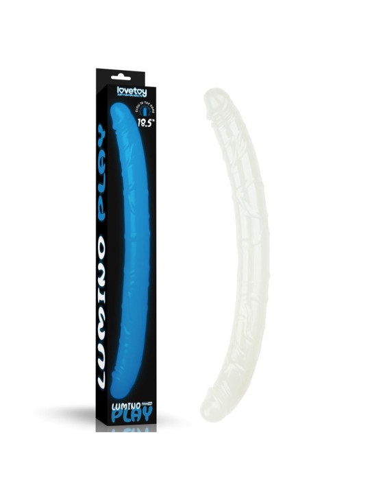 Dildo Doble Lumino Luz Azul 18.5