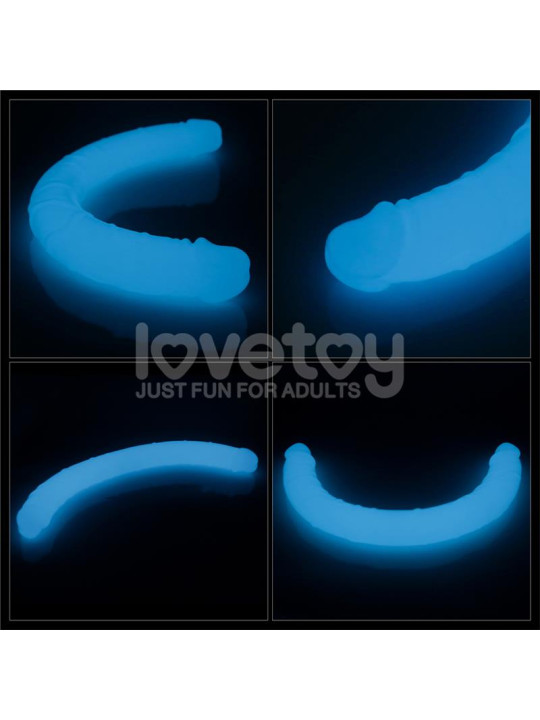 Dildo Doble Lumino Luz Azul 18.5